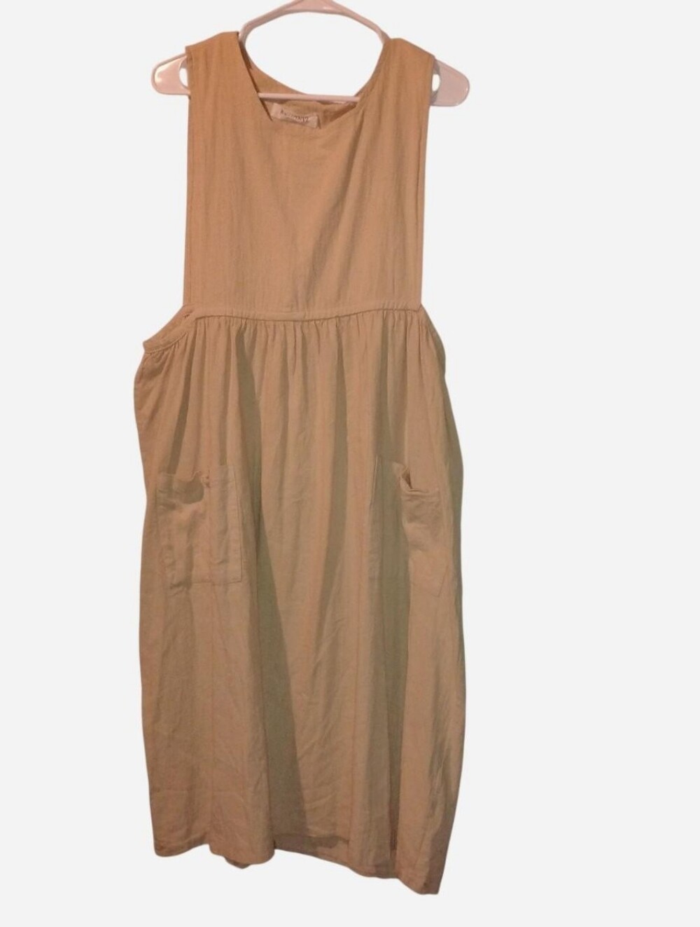 FEHRNVI Beige Cotton Pinafore Apron Dress - Size Medium